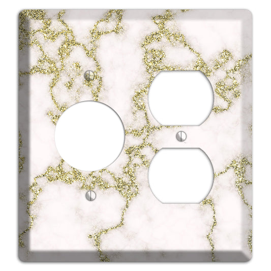 White and Gold Marble Shatter Receptacle / Duplex Wallplate