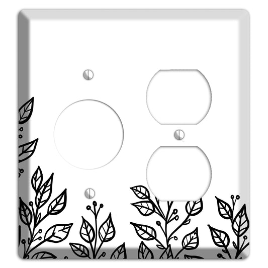 Hand-Drawn Floral 20 Receptacle / Duplex Wallplate