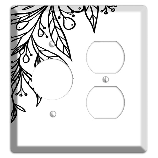 Hand-Drawn Floral 23 Receptacle / Duplex Wallplate