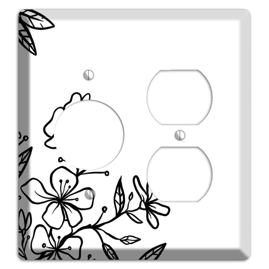 Hand-Drawn Floral 18 Receptacle / Duplex Wallplate