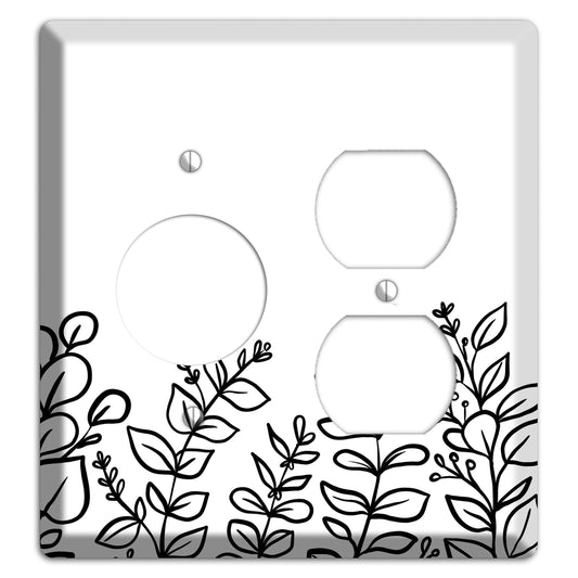 Hand-Drawn Floral 13 Receptacle / Duplex Wallplate