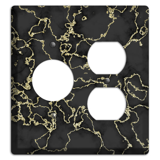 Black and Gold Marble Shatter Receptacle / Duplex Wallplate
