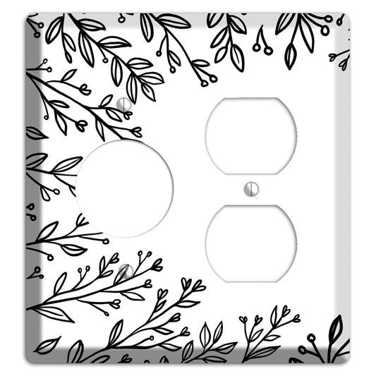 Hand-Drawn Floral 27 Receptacle / Duplex Wallplate