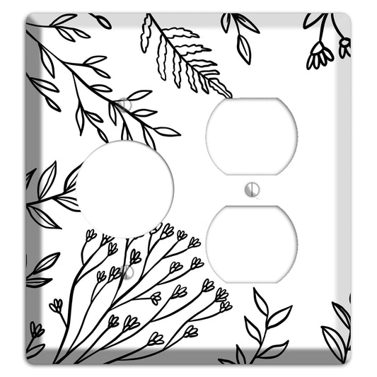Hand-Drawn Floral 38 Receptacle / Duplex Wallplate