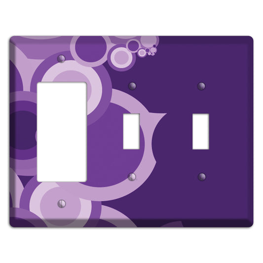 Purple Circles Rocker / 2 Toggle Wallplate