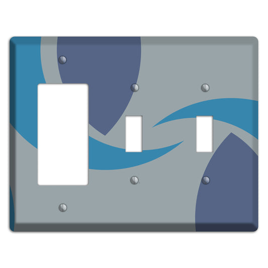 Grey and Blue Abstract Rocker / 2 Toggle Wallplate