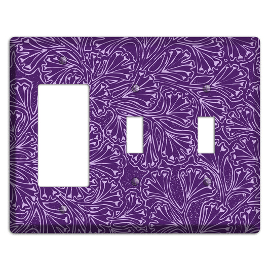 Deco Purple Interlocking Floral Rocker / 2 Toggle Wallplate