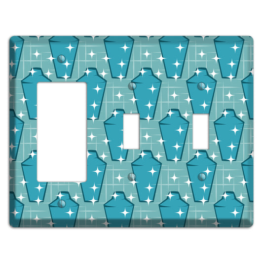 Blue and Teal Shaker Rocker / 2 Toggle Wallplate