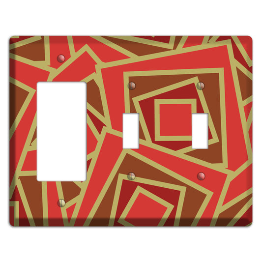 Red and Brown Retro Cubist Rocker / 2 Toggle Wallplate