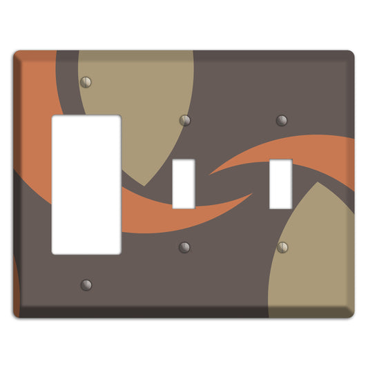 Grey Beige and Orange Abstract Rocker / 2 Toggle Wallplate