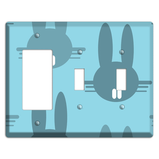 Blue Bunny Rocker / 2 Toggle Wallplate