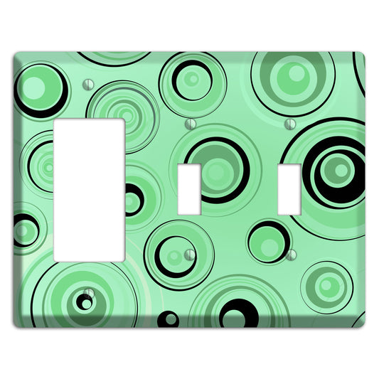 Mint Green Circles Rocker / 2 Toggle Wallplate