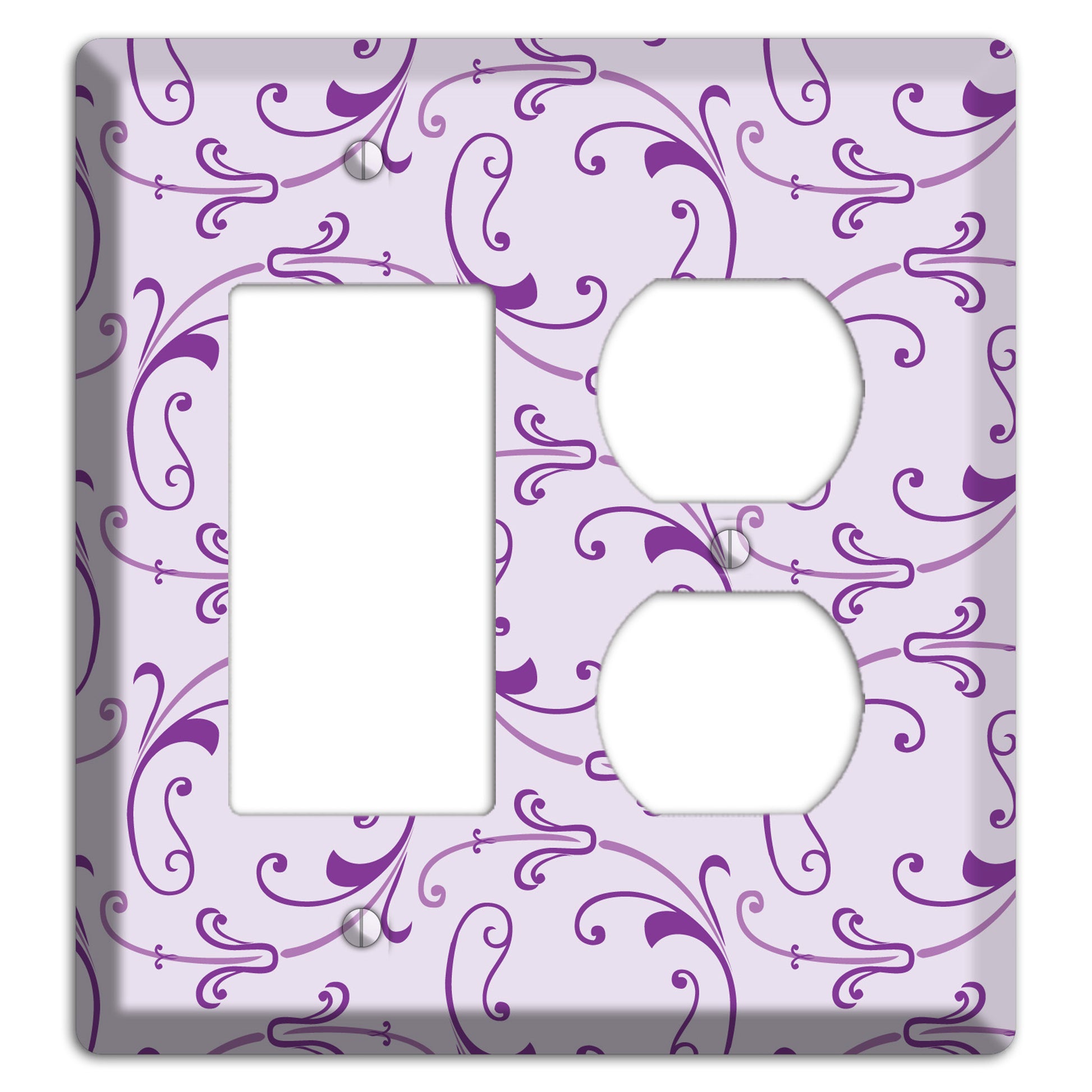 Lilac Victorian Sprig Rocker / Duplex Wallplate