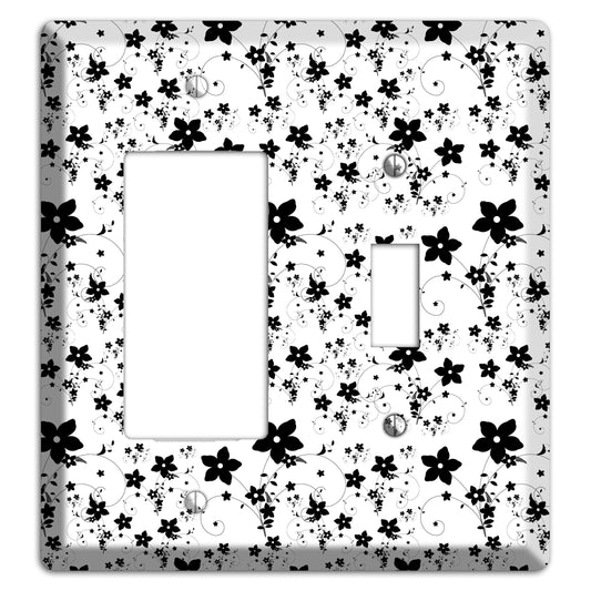 Black and White Flowers Rocker / Toggle Wallplate
