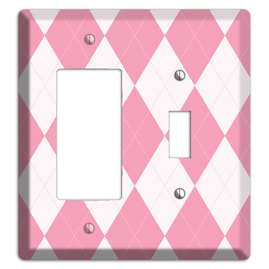 Pink Argyle Rocker / Toggle Wallplate