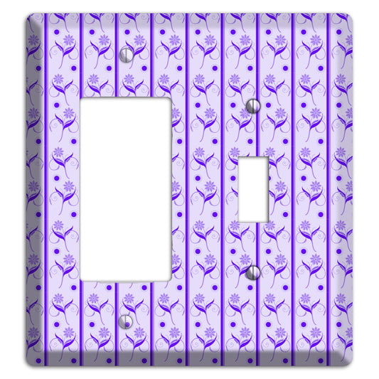 Purple Floral Pattern Rocker / Toggle Wallplate