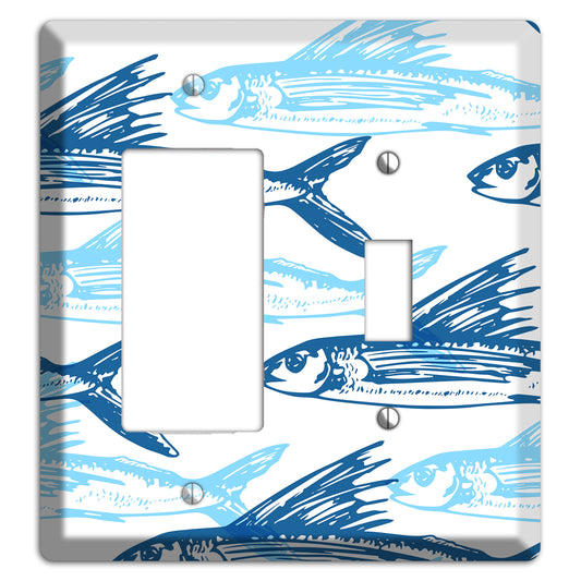 Multi-Blue Fish Rocker / Toggle Wallplate