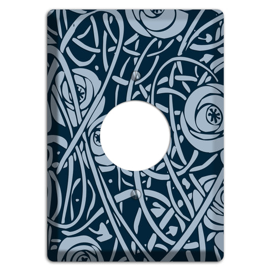 Navy Abstract Floral Single Receptacle Wallplate