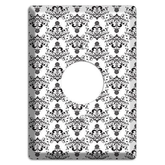 White with Black Cartouche Half Drop Single Receptacle Wallplate