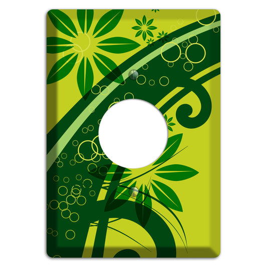 Green Retro Floral Single Receptacle Wallplate