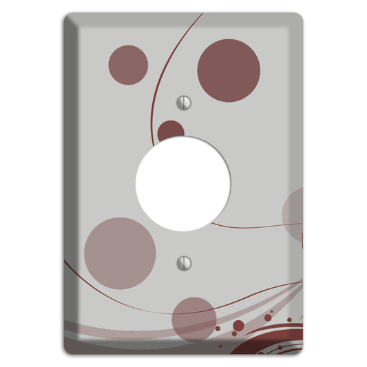 Grey with Maroon Dots and Swirls Single Receptacle Wallplate