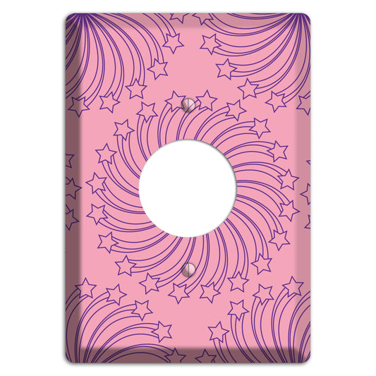Pink with Purple Star Swirl Single Receptacle Wallplate