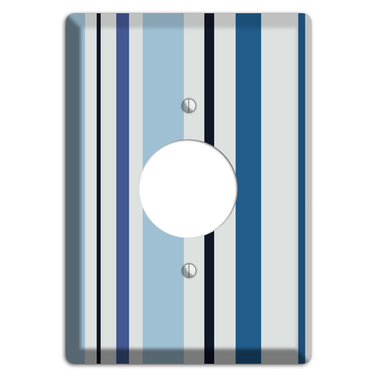 Multi White and Blue Vertical Stripe Single Receptacle Wallplate
