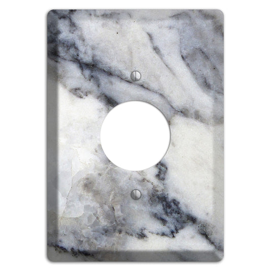 White and Grey Marble Single Receptacle Wallplate