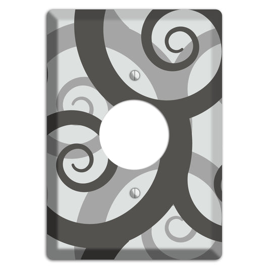 Grey with Black Large Swirl Single Receptacle Wallplate