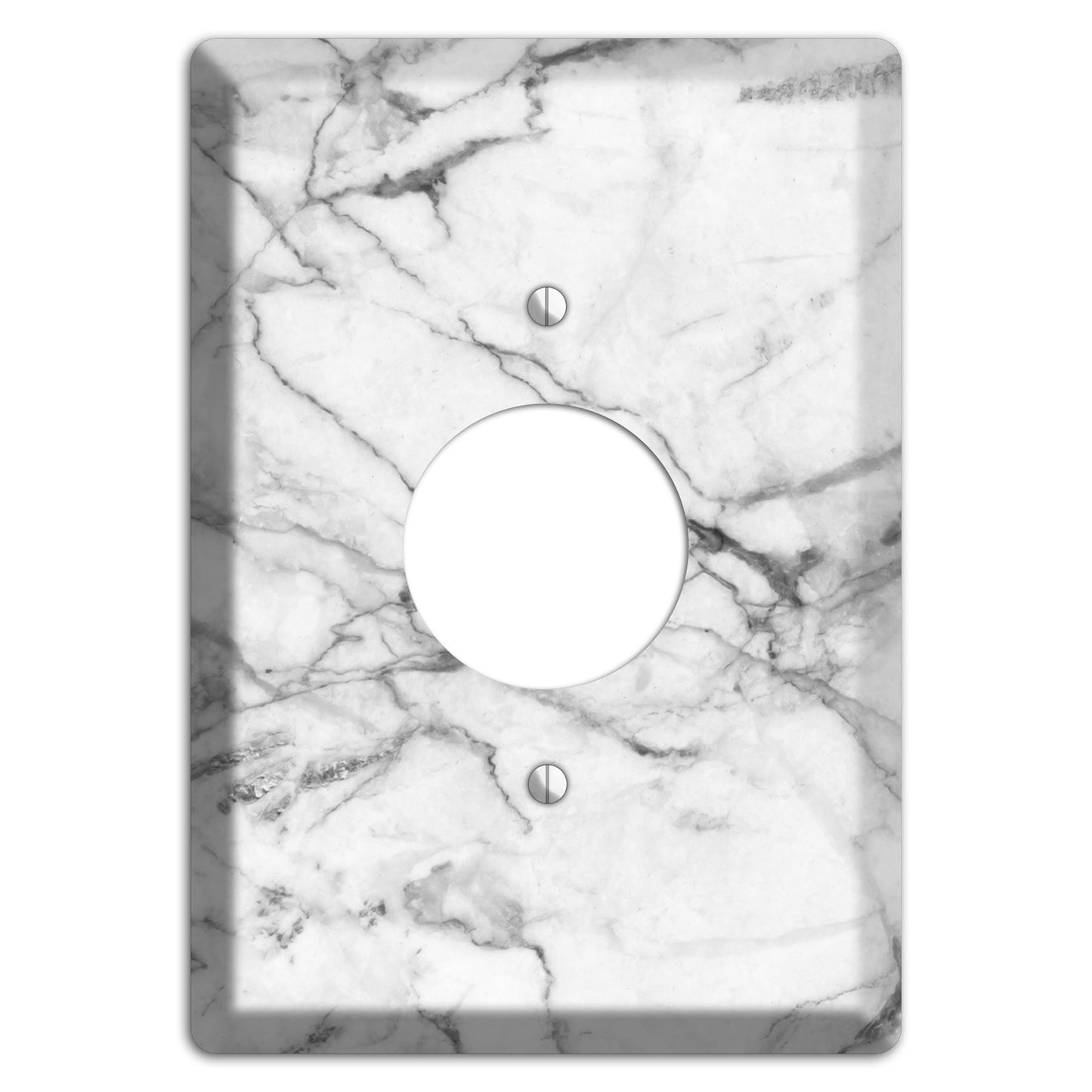 White and Gray Marble Single Receptacle Wallplate