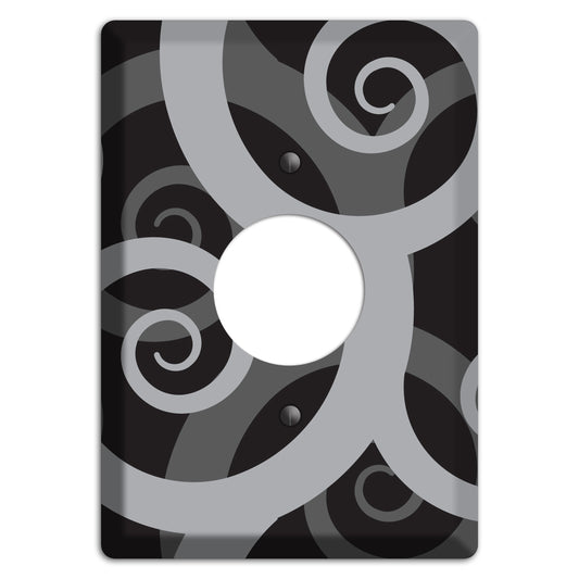 Black with Grey Large Swirl Single Receptacle Wallplate