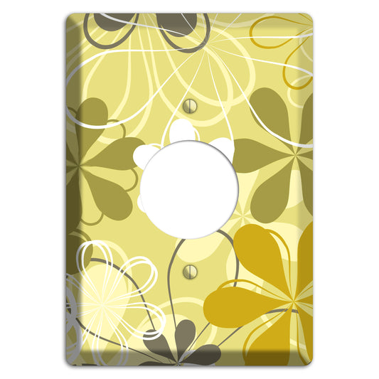 Olive Retro Flowers Single Receptacle Wallplate