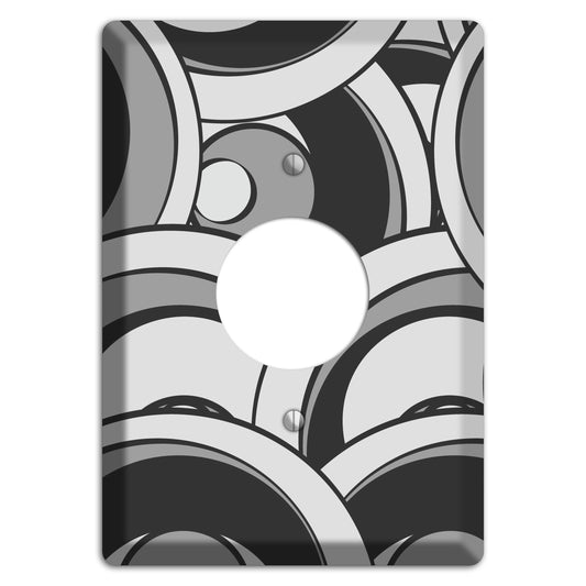 Black and Grey Deco Circles Single Receptacle Wallplate
