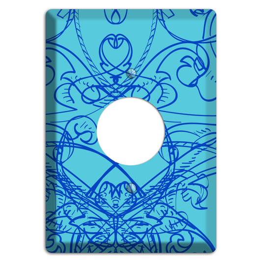 Turquoise Deco Sketch Single Receptacle Wallplate