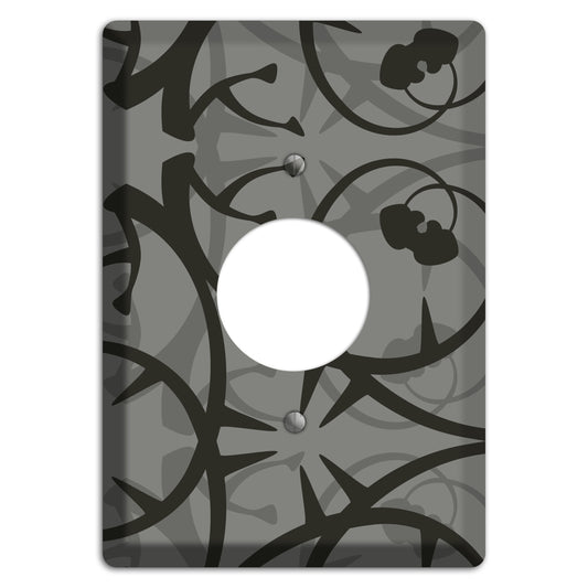 Grey with Black Retro Sprig Single Receptacle Wallplate