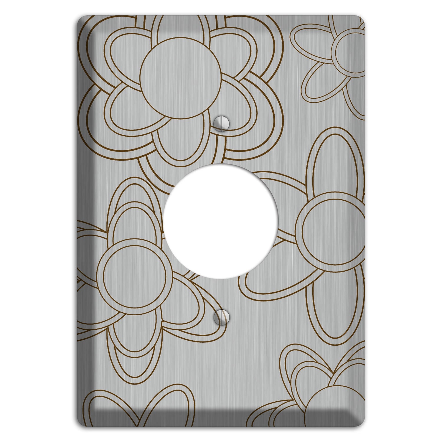 Retro Floral Contour  Stainless Single Receptacle Wallplate