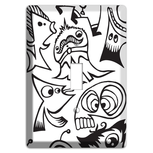 Black and White Whimsical Faces 2 Cover Plates