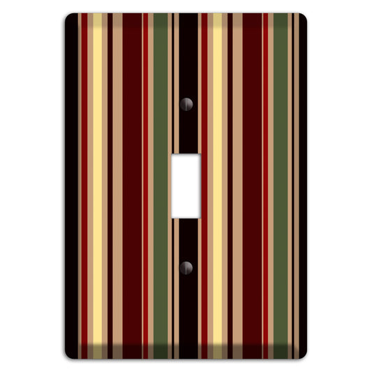 Multi olive and Burgundy Vertical Stripes Cover Plates