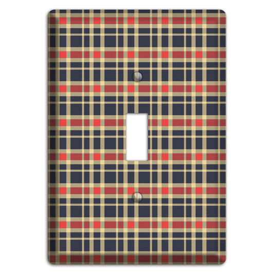 Maroon and Black Plaid 2 Cover Plates