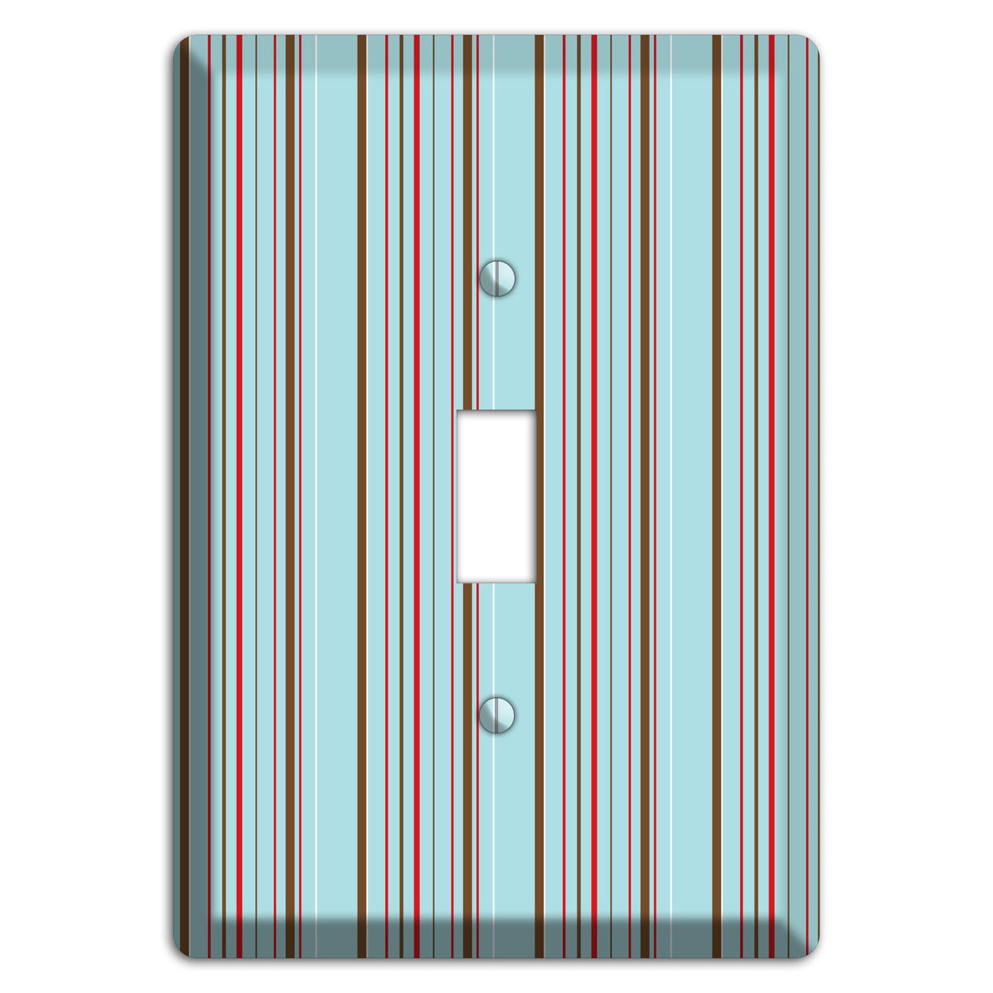 Dusty Blue with Red and Brown Vertical Stripes Cover Plates
