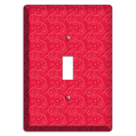 Tiny Red Floral Swirl Cover Plates