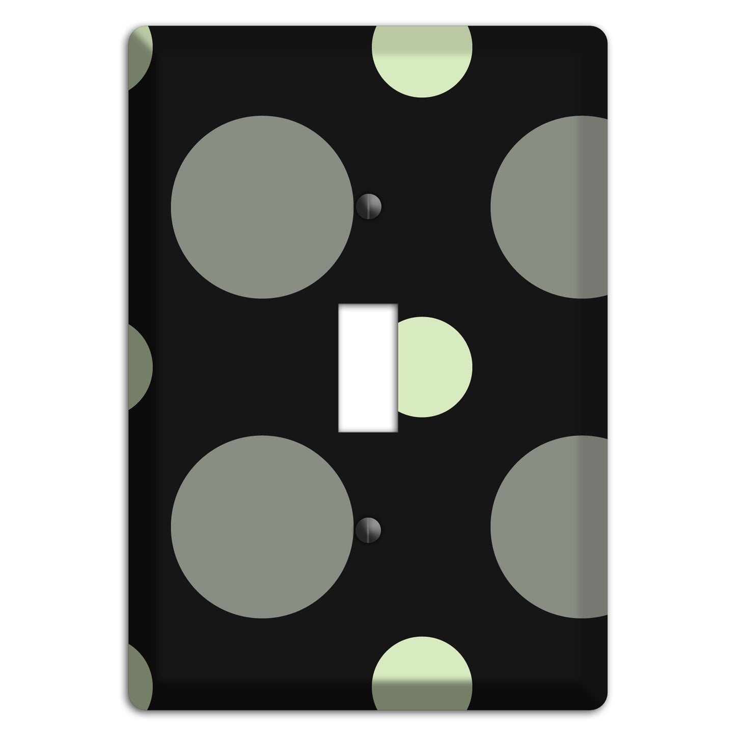 Black with Grey and Sage Multi Medium Polka Dots Cover Plates
