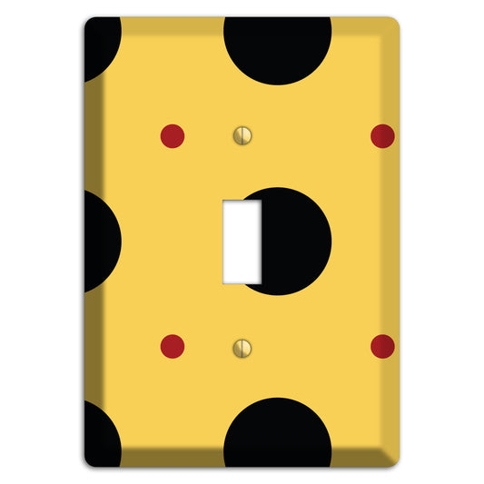 Yellow with Black and Red Multi Tiled Medium Dots Cover Plates