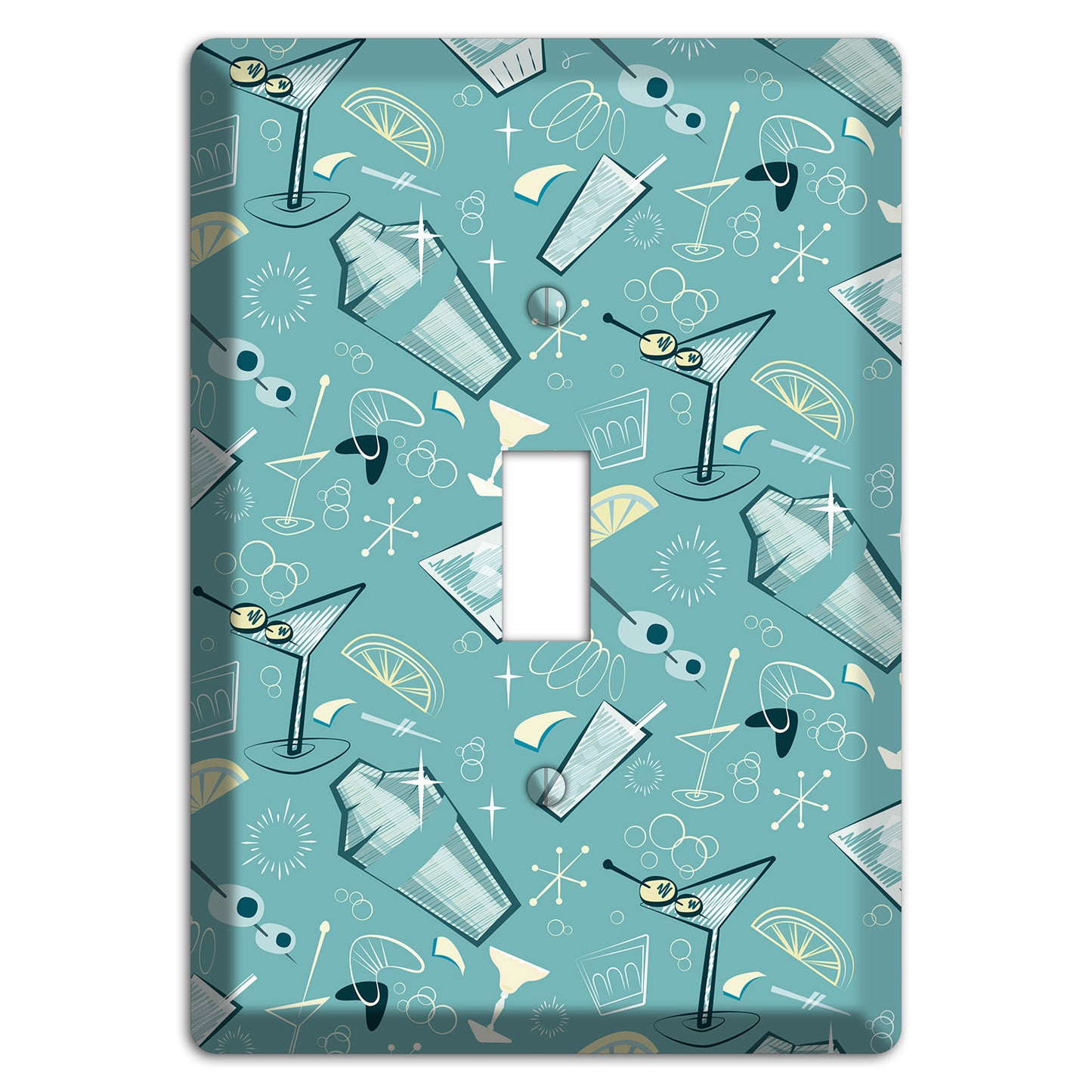 Retro Cocktails Teal Cover Plates