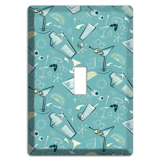 Retro Cocktails Teal Cover Plates