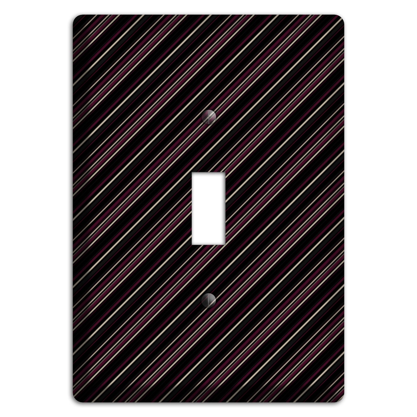 Black with White and Burgundy Angled Pinstripe Cover Plates