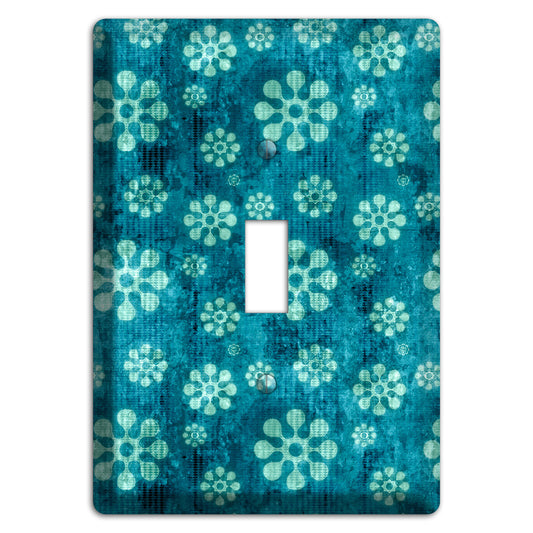 Turquoise Grunge Floral Cover Plates