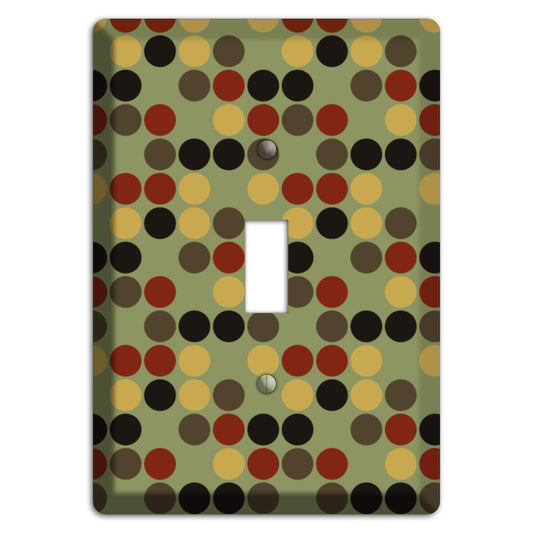 Olive with Red Brown Black Offset Dots Cover Plates