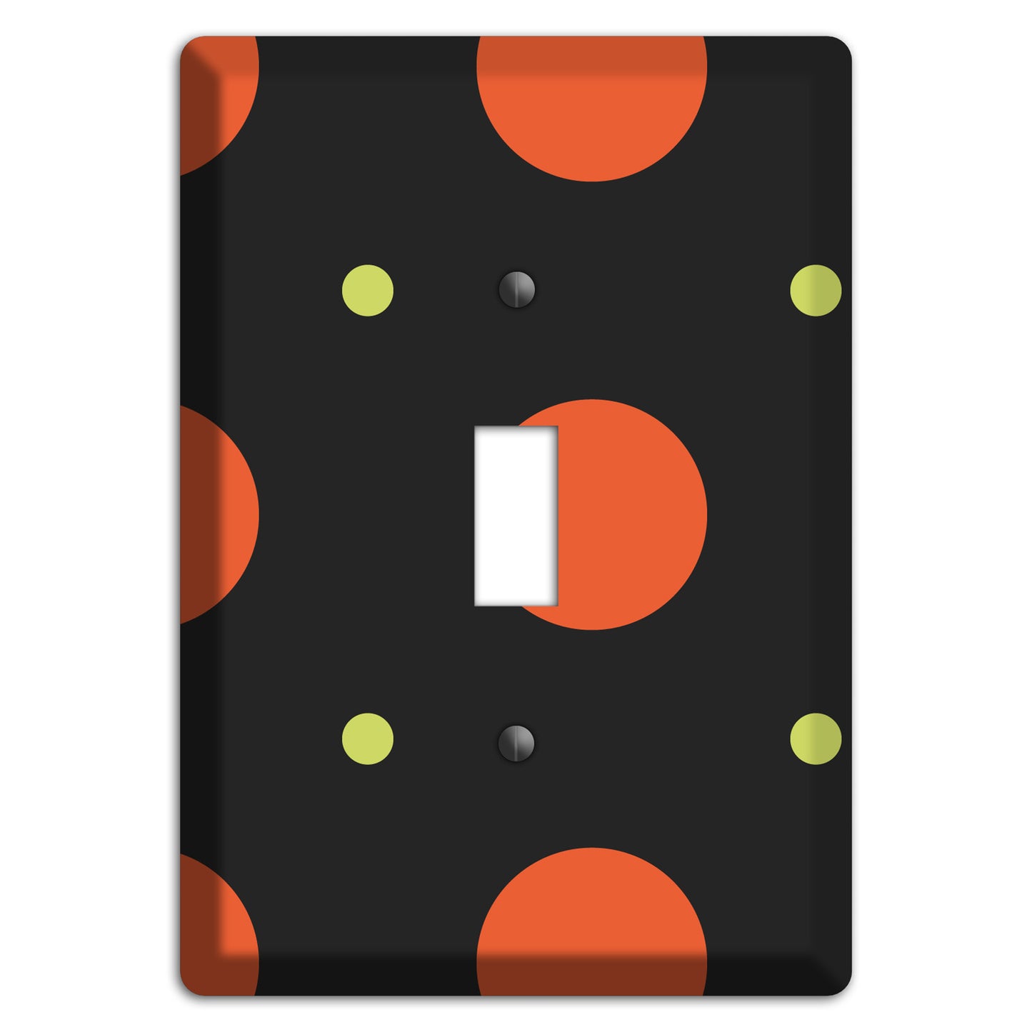 Black wih Orange and Lime Multi Tiled Medium Dots Cover Plates