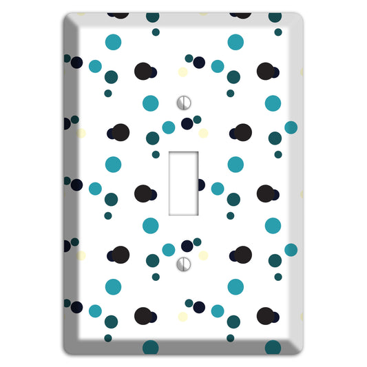White with Teal and Black Multi Dots Cover Plates